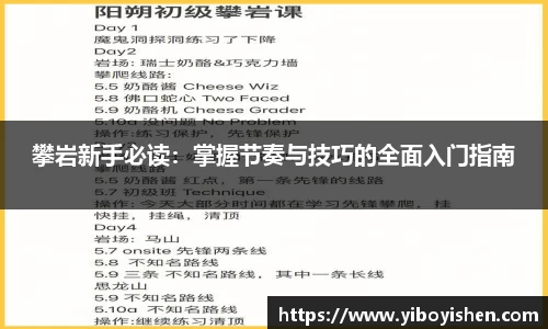 攀岩新手必读：掌握节奏与技巧的全面入门指南